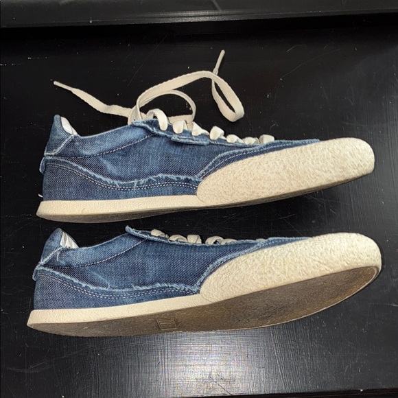 Zara Denim Blue and Cream Casual Sneakers - Picture 3 of 10